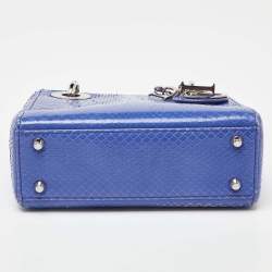Pre Owned Dior Blue Python Mini Lady Dior Tote