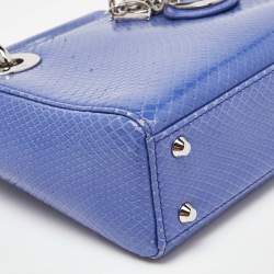 Pre Owned Dior Blue Python Mini Lady Dior Tote