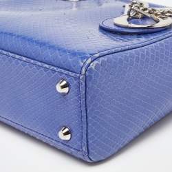 Pre Owned Dior Blue Python Mini Lady Dior Tote