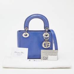 Pre Owned Dior Blue Python Mini Lady Dior Tote