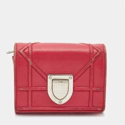 Dior Pink Leather Diorama Trifold Wallet