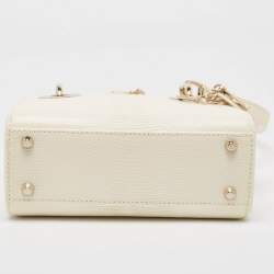 Pre Owned Dior Off White Lizard Mini Lady Dior Tote