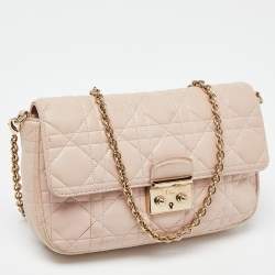 Pre Owned Dior Light Pink Cannage Leather Miss Dior Promenade Chain Clutch