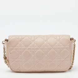 Pre Owned Dior Light Pink Cannage Leather Miss Dior Promenade Chain Clutch