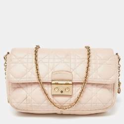 Pre Owned Dior Light Pink Cannage Leather Miss Dior Promenade Chain Clutch
