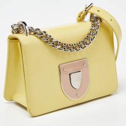 Pre Owned Dior Light Yellow Patent Leather Diorama Club Shoulder Bag