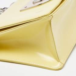 Pre Owned Dior Light Yellow Patent Leather Diorama Club Shoulder Bag