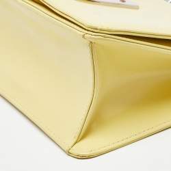 Pre Owned Dior Light Yellow Patent Leather Diorama Club Shoulder Bag