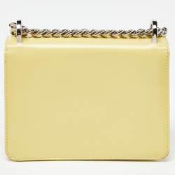 Pre Owned Dior Light Yellow Patent Leather Diorama Club Shoulder Bag