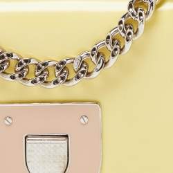 Pre Owned Dior Light Yellow Patent Leather Diorama Club Shoulder Bag