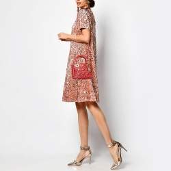 Pre Owned Dior Red Leather Mini Studded Supple Lady Dior Tote