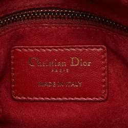Pre Owned Dior Red Leather Mini Studded Supple Lady Dior Tote