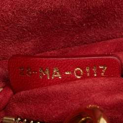 Pre Owned Dior Red Leather Mini Studded Supple Lady Dior Tote