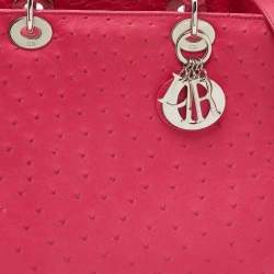 مملوكة مسبقًا Dior Pink Ostrich Leather Large Lady Dior Tote