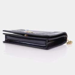 Dior Dark Blue Patent Leather Diorama Wallet on Chain