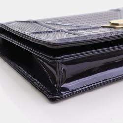 Dior Dark Blue Patent Leather Diorama Wallet on Chain