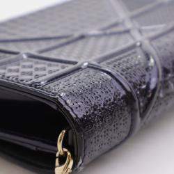 Dior Dark Blue Patent Leather Diorama Wallet on Chain