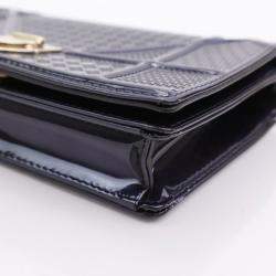 Dior Dark Blue Patent Leather Diorama Wallet on Chain