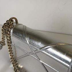 Dior Silver Leather Medium Diorama Shoulder Bag