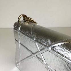 Dior Silver Leather Medium Diorama Shoulder Bag