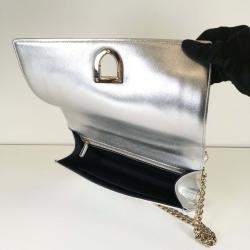 Dior Silver Leather Medium Diorama Shoulder Bag