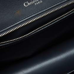 Pre Owned Dior Silver Microcannage Patent Leather Medium Diorama Flap Shoulder Bag