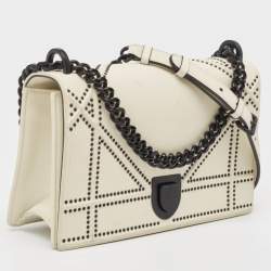 Dior White Leather Medium Diorama Flap Shoulder Bag