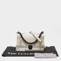 Dior White Leather Medium Diorama Flap Shoulder Bag