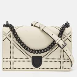 Dior White Leather Medium Diorama Flap Shoulder Bag