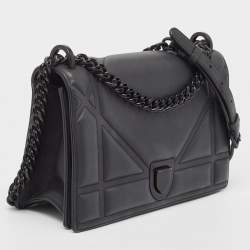 Dior Black Matte Leather Medium Diorama Flap Shoulder Bag