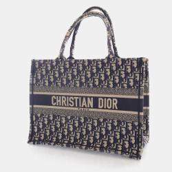 Dior Blue Oblique Canvas Medium Book Tote Bag