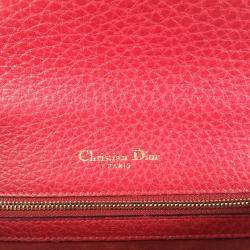 Dior Red Pebbled Leather Medium Diorama Shoulder Bag