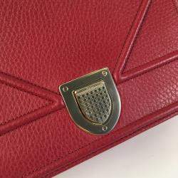 Dior Red Pebbled Leather Medium Diorama Shoulder Bag