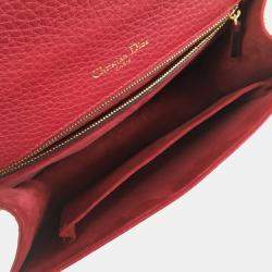 Dior Red Pebbled Leather Medium Diorama Shoulder Bag