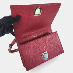 Dior Red Pebbled Leather Medium Diorama Shoulder Bag