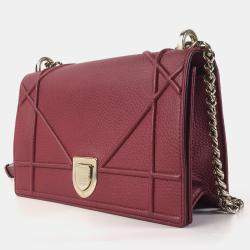 Dior Red Pebbled Leather Medium Diorama Shoulder Bag