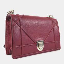 Dior Red Pebbled Leather Medium Diorama Shoulder Bag