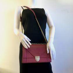 Dior Red Pebbled Leather Medium Diorama Shoulder Bag