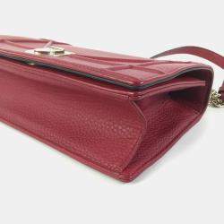 Dior Red Pebbled Leather Medium Diorama Shoulder Bag