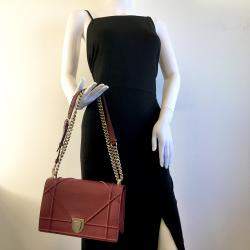 Dior Red Pebbled Leather Medium Diorama Shoulder Bag