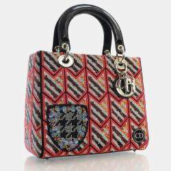 Dior Multicolor Leather and Sequin Medium Lady Dior Tote Bag