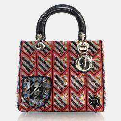 Dior Multicolor Leather and Sequin Medium Lady Dior Tote Bag