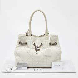 Dior White Cannage Leather Chri Chri Chain Tote