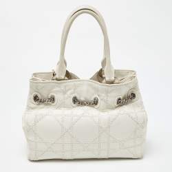 Dior White Cannage Leather Chri Chri Chain Tote