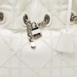 Dior White Cannage Leather Chri Chri Chain Tote