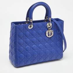 Dior Blue Cannage Leather Large Lady Dior Tote