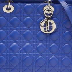 Dior Blue Cannage Leather Large Lady Dior Tote