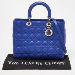 Dior Blue Cannage Leather Large Lady Dior Tote