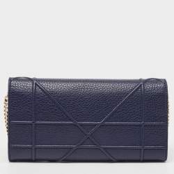 Dior Navy Blue Leather Diorama Wallet on Chain