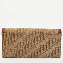 Dior Red/Beige Oblique Fabric and Leather Street Chic Wallet